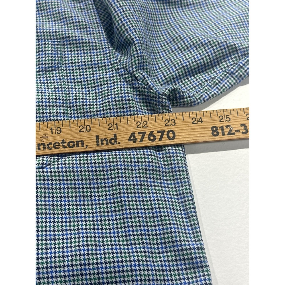 LL Bean Mens Traditional Fit Houndstooth Cotton Button Down Shirt Blue Green M - Picture 3 of 9